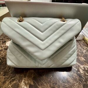 Urban Expression Quilted Chevron Shoulder Bag - Light Blue Ivy.